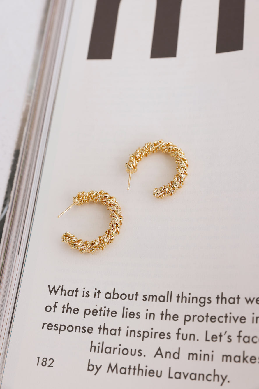 18k Gold Plated Woven Love Hoop Earrings Gold