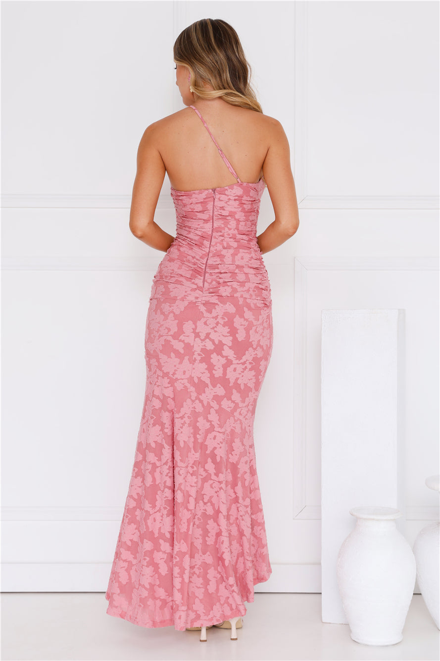 Someone Stylish One Shoulder Mesh Maxi Dress Plum