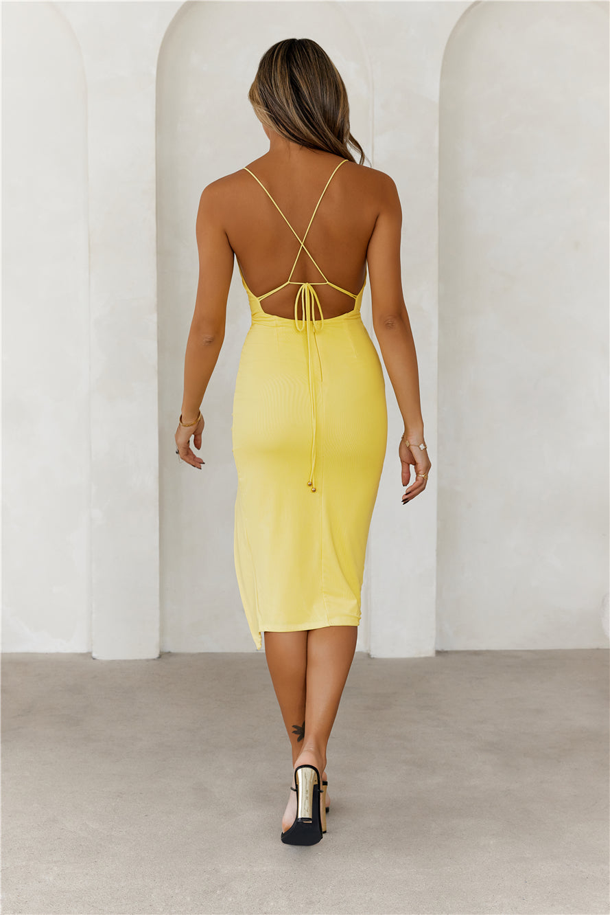 HELLO MOLLY Her Glow Up Midi Dress Yellow