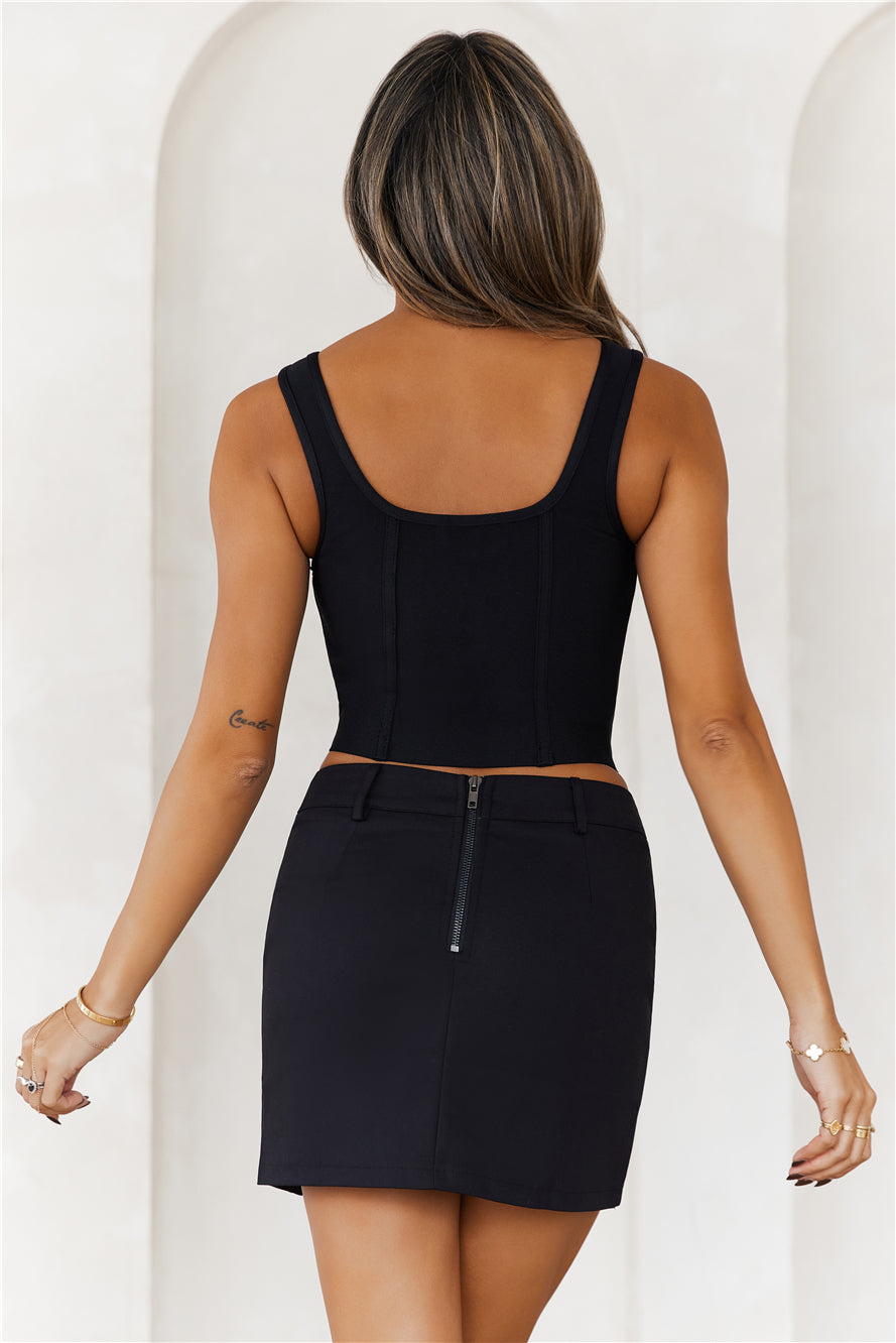 HELLO MOLLY Charm Of Mine Bandage Corset Crop Top Black