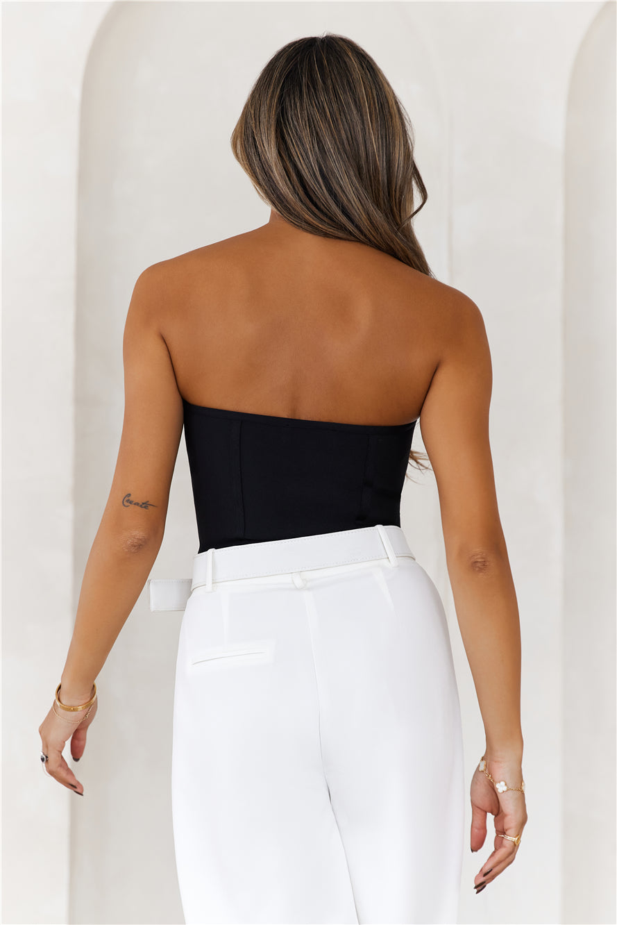 Exposure Bandage Strapless Corset Crop Top Black