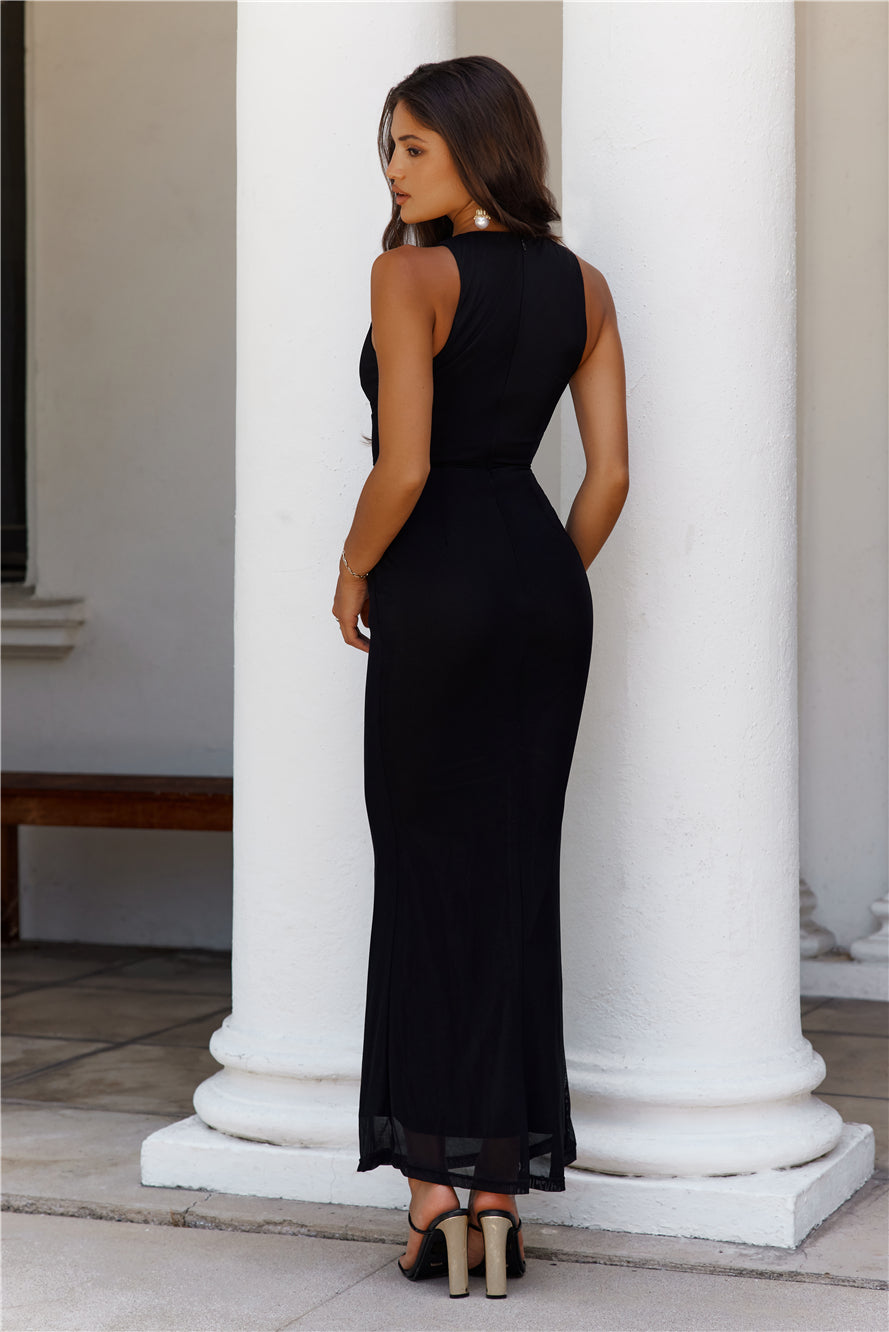 Pleasures Mesh Maxi Dress Black
