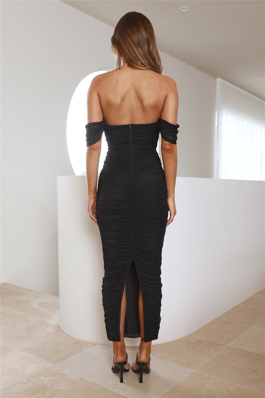 It's Pretty Mesh Maxi Dress Black