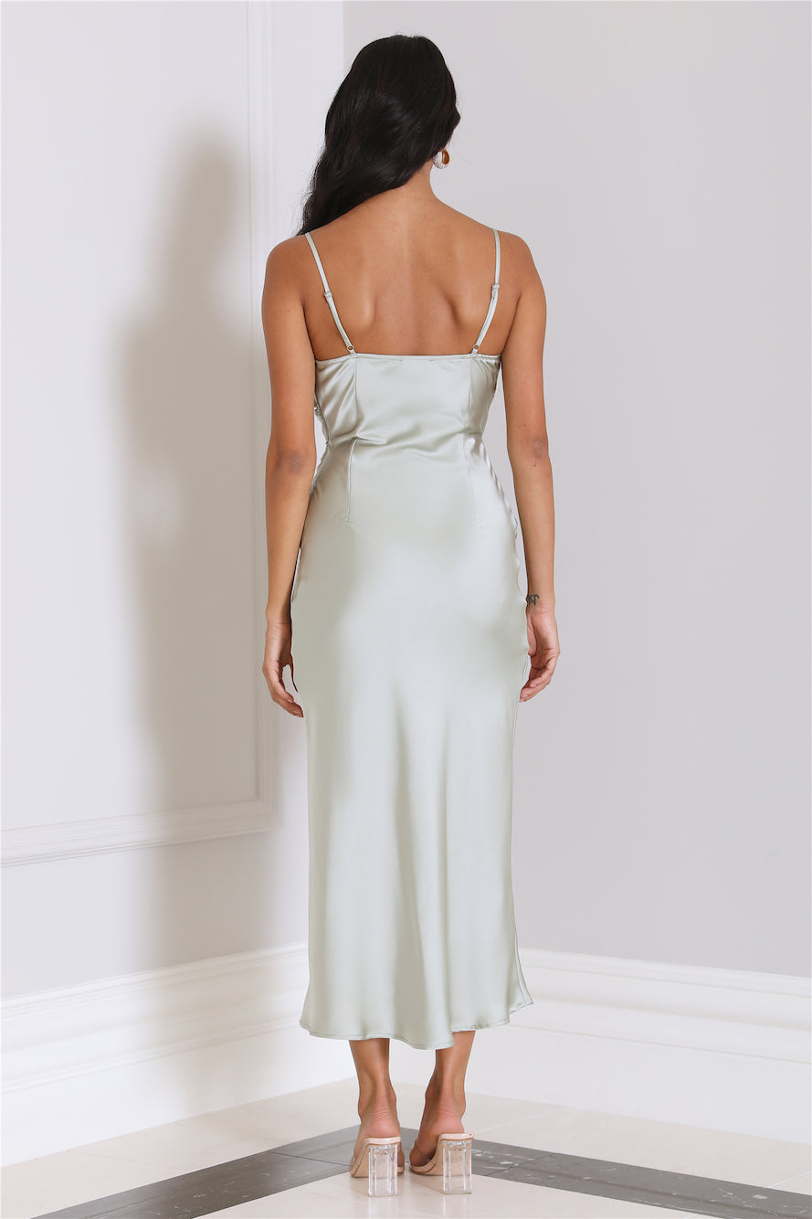 Silky Touch Satin Midi Dress Sage