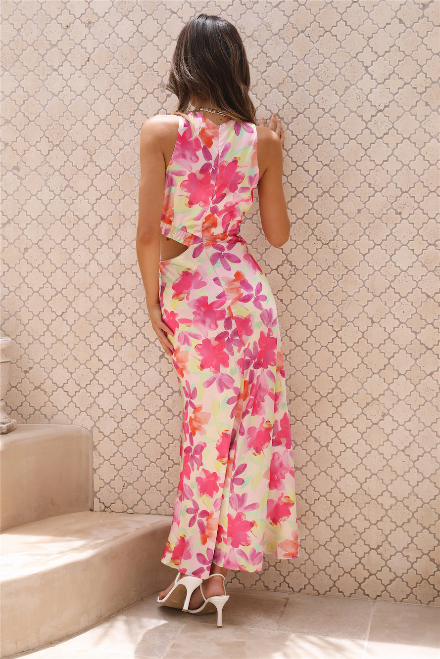 Peeking Through Maxi Dress Pink