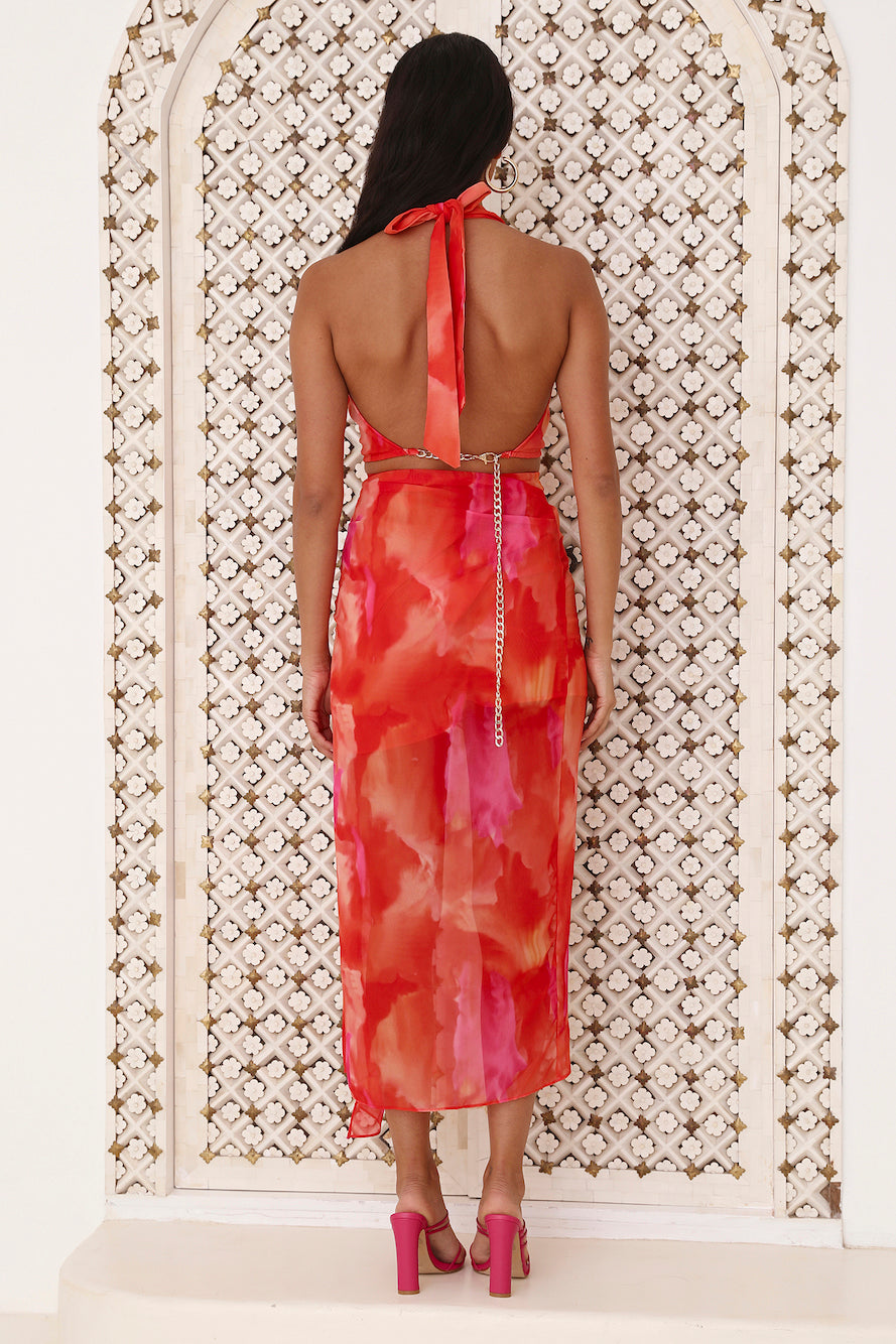 Golden Hour Drinks Midi Dress Orange