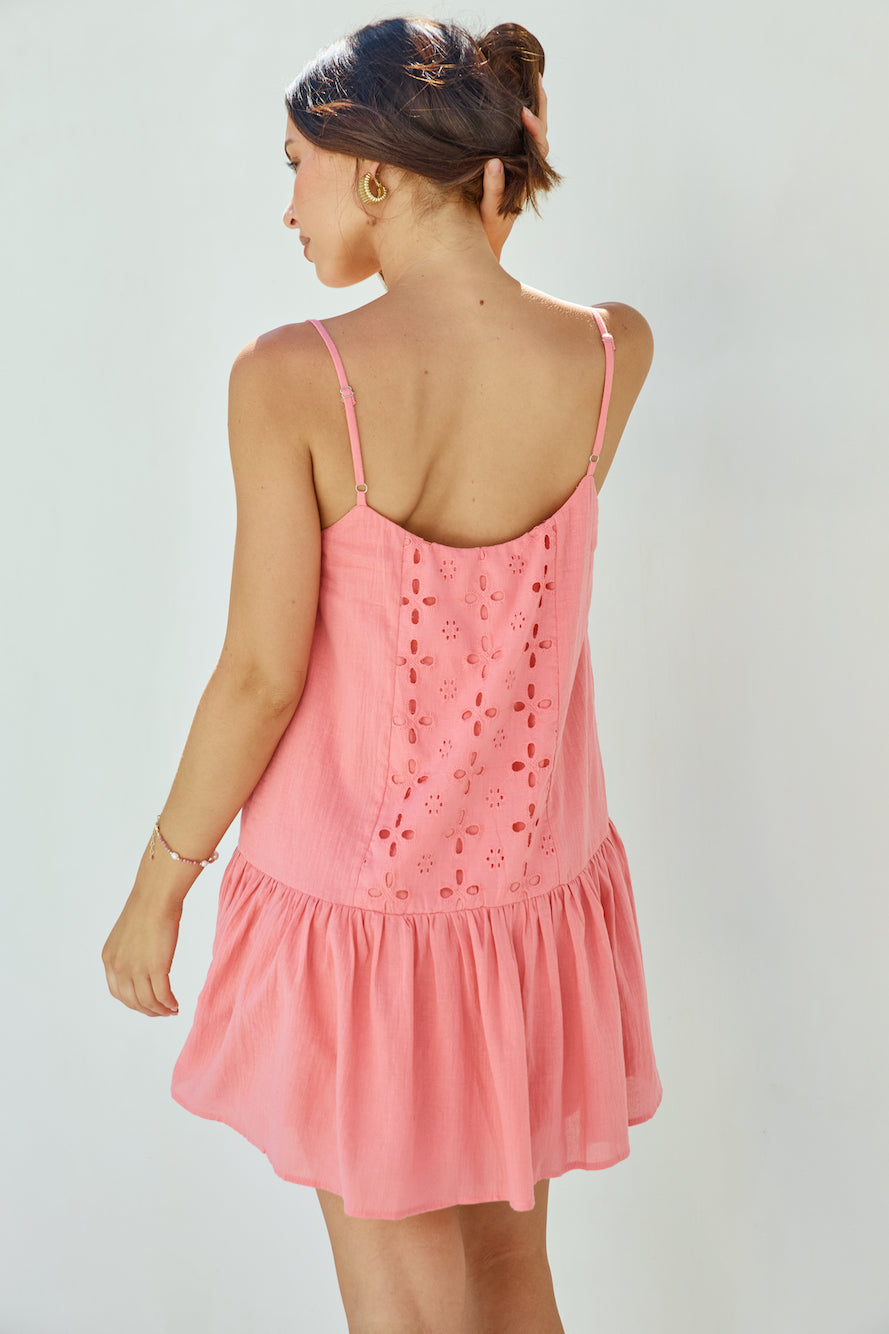 Sunshine Mosaic Mini Dress Coral