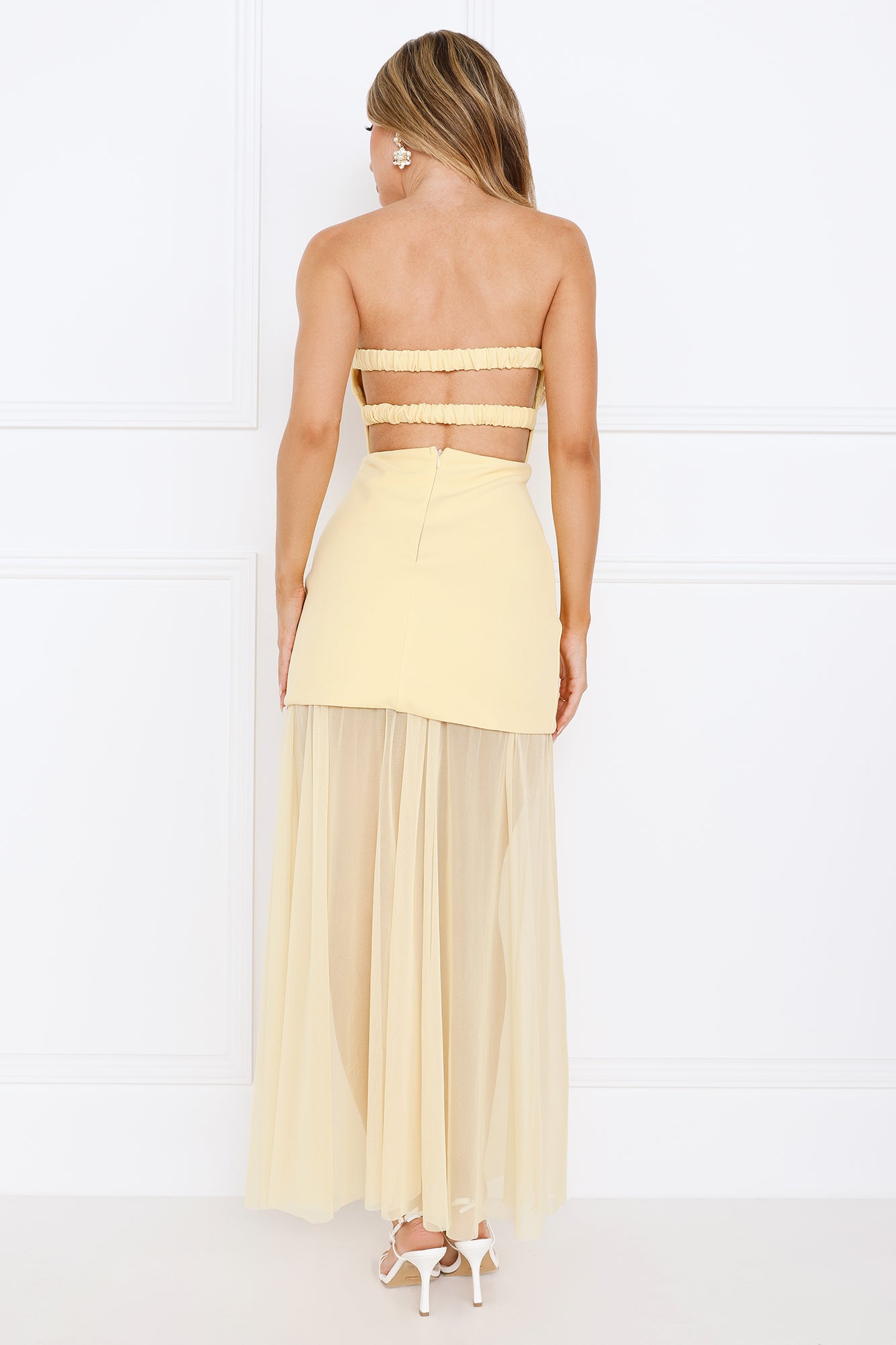 Dreamy Allure Strapless Maxi Dress Yellow