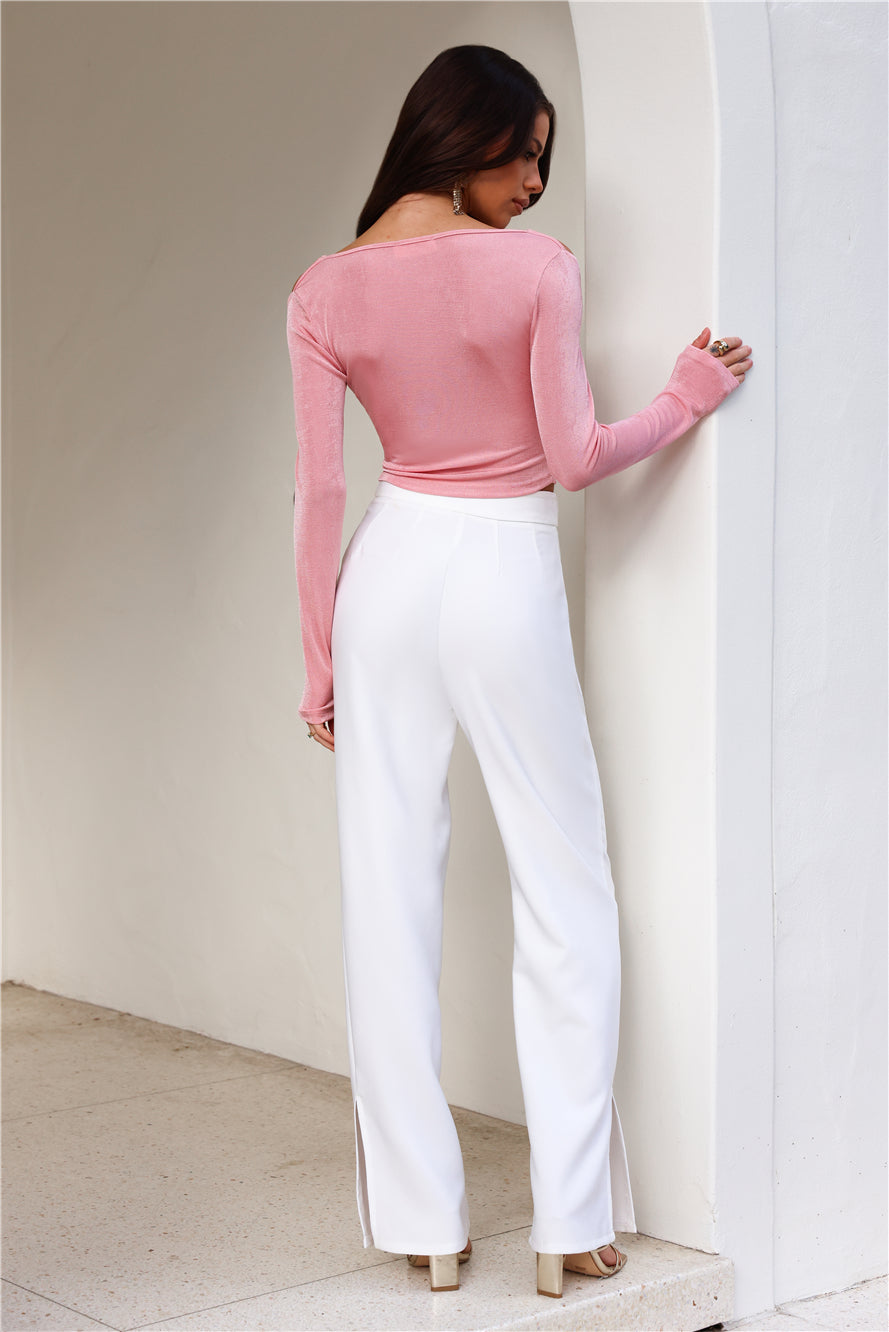 Influence Us Long Sleeve Crop Top Blush