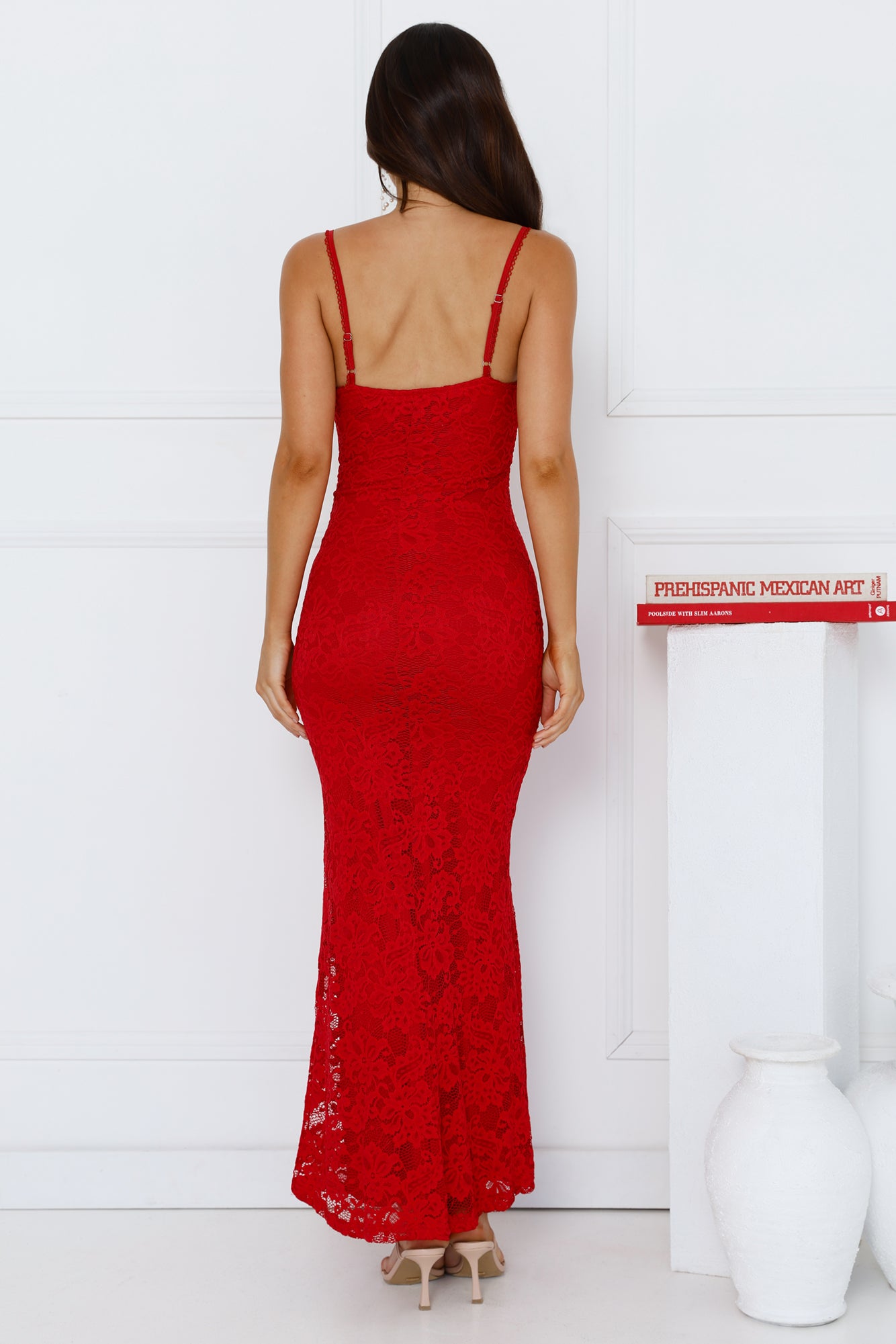 Soft Sweet Lace Maxi Dress Red