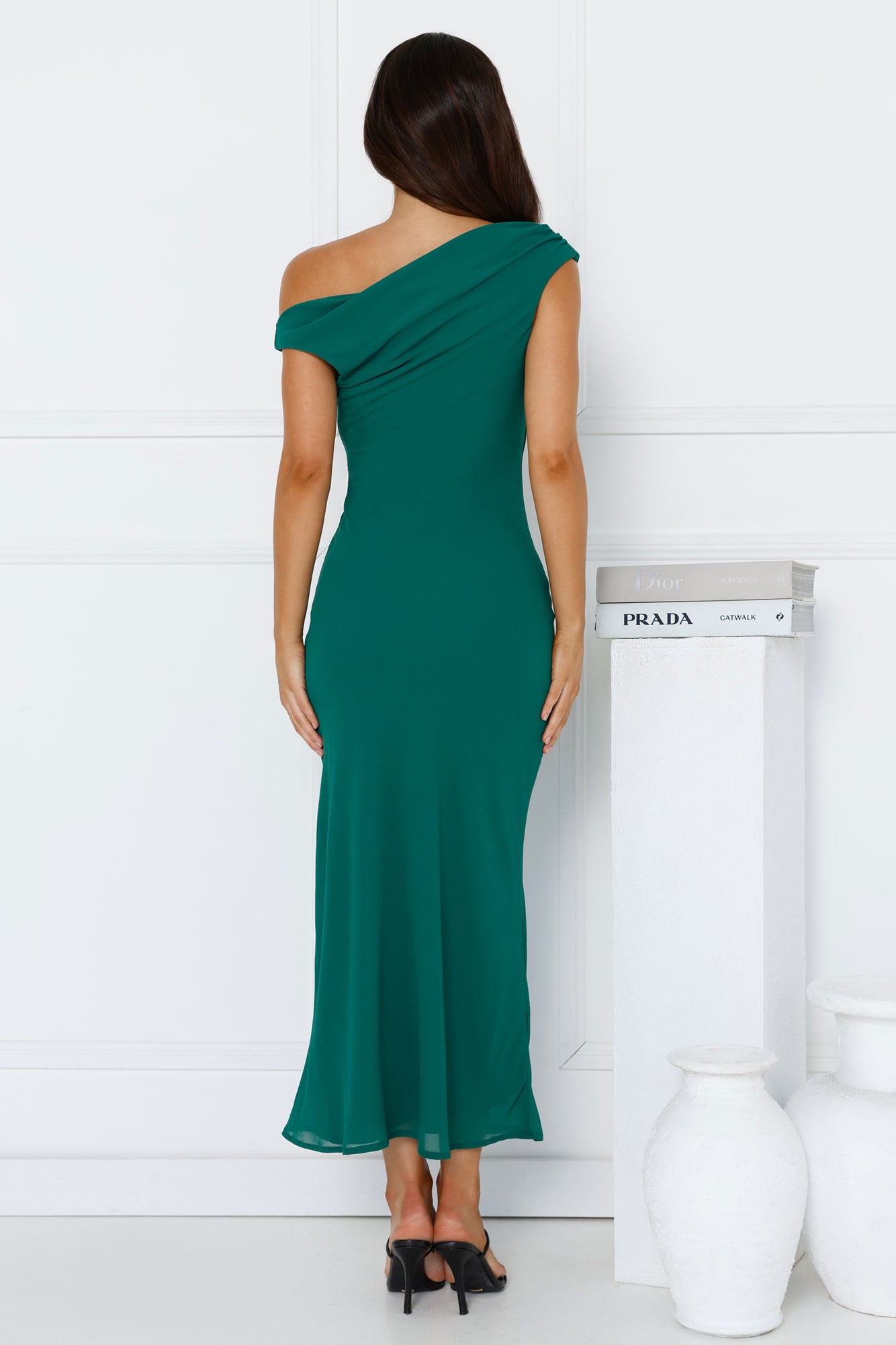 Xenia Off Shoulder Midi Dress Green