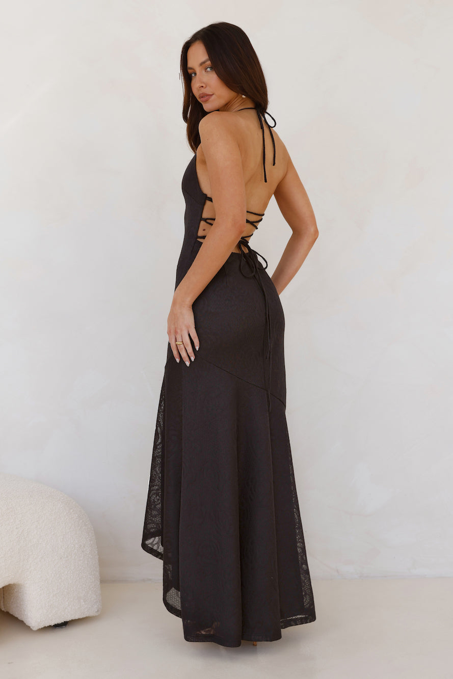 Island Skies Halter Maxi Dress Black