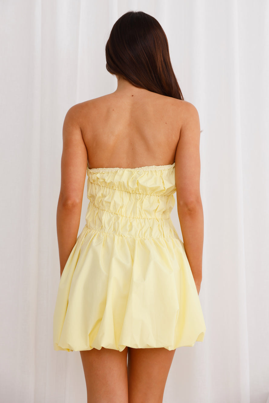 Maddi Strapless Bubble Mini Dress Yellow