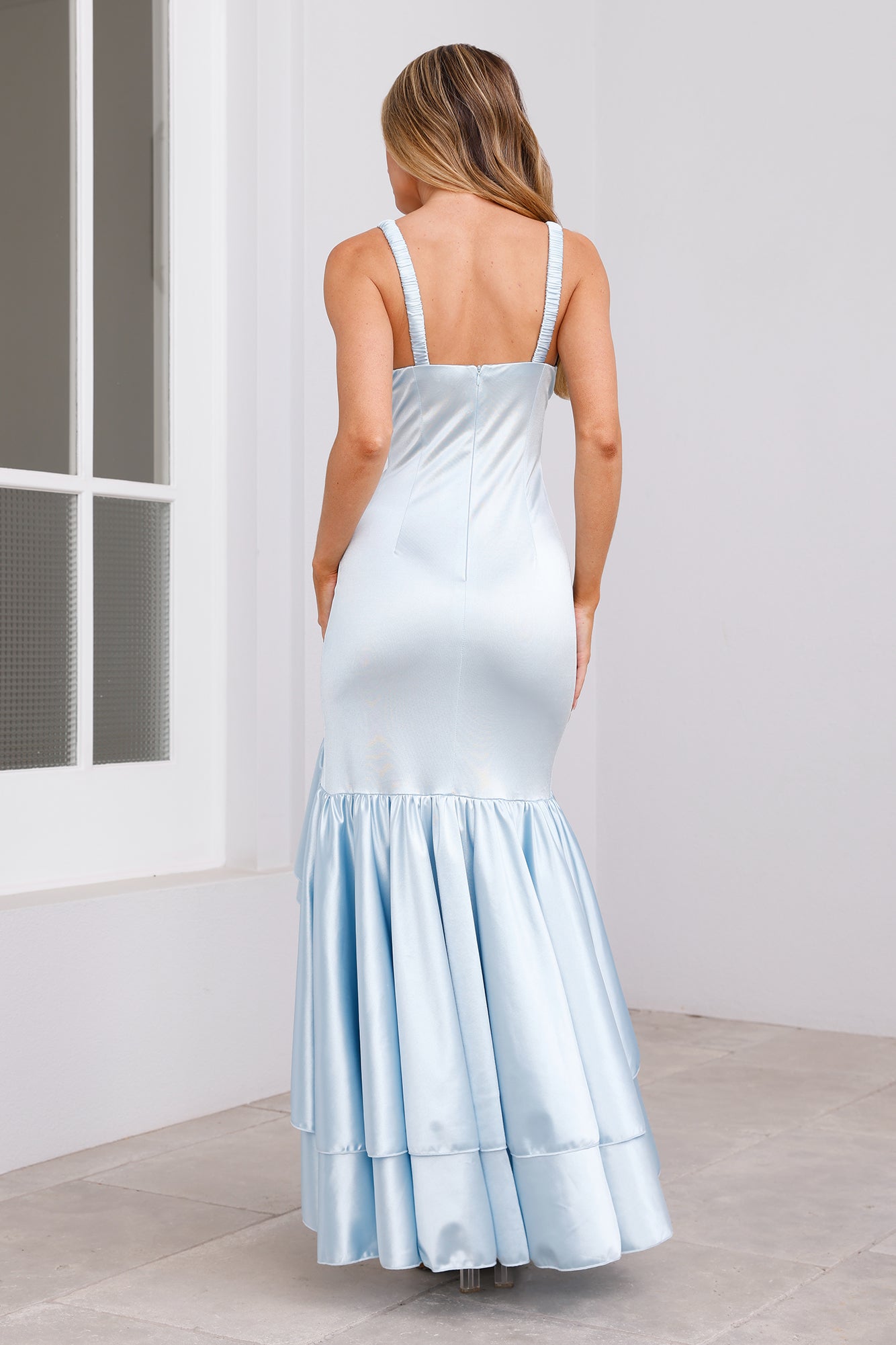 Twilight Luxe Satin Maxi Dress Blue