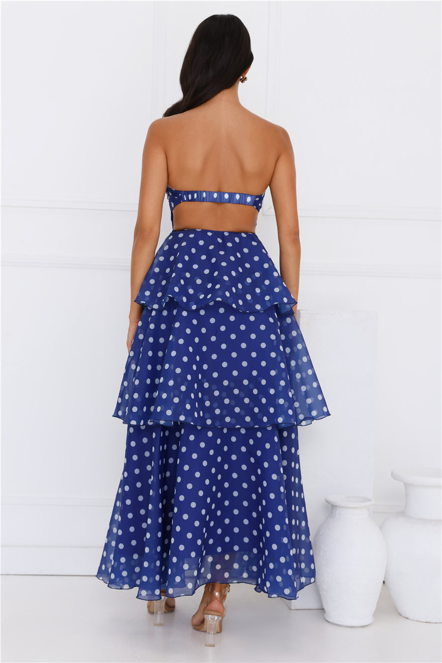 Raining Love Strapless Maxi Dress Navy