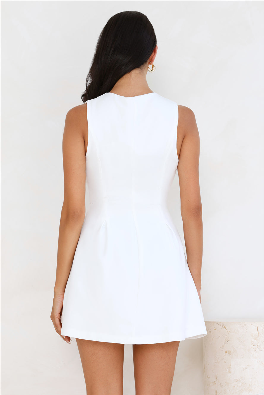 Office Chic Tailored Mini Dress White