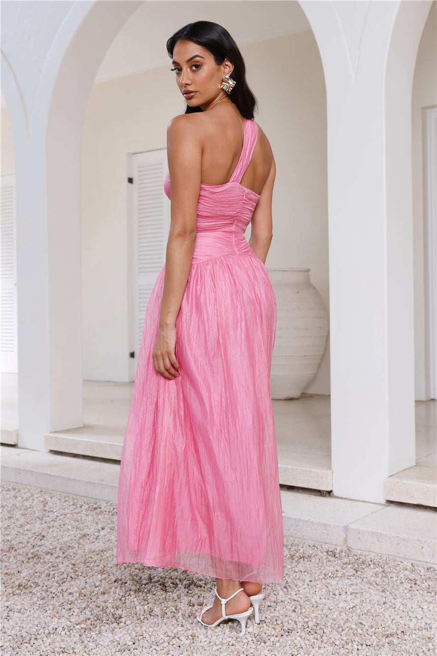Happiest One Shoulder Maxi Dress Pink