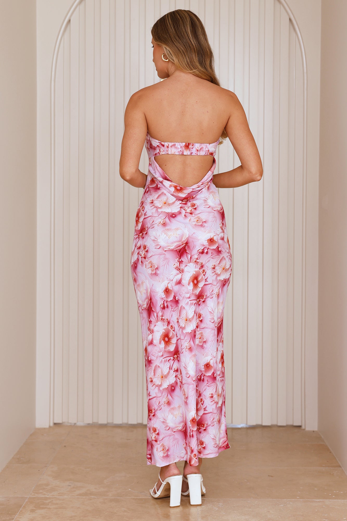 Blooming Brilliance Strapless Maxi Dress Pink