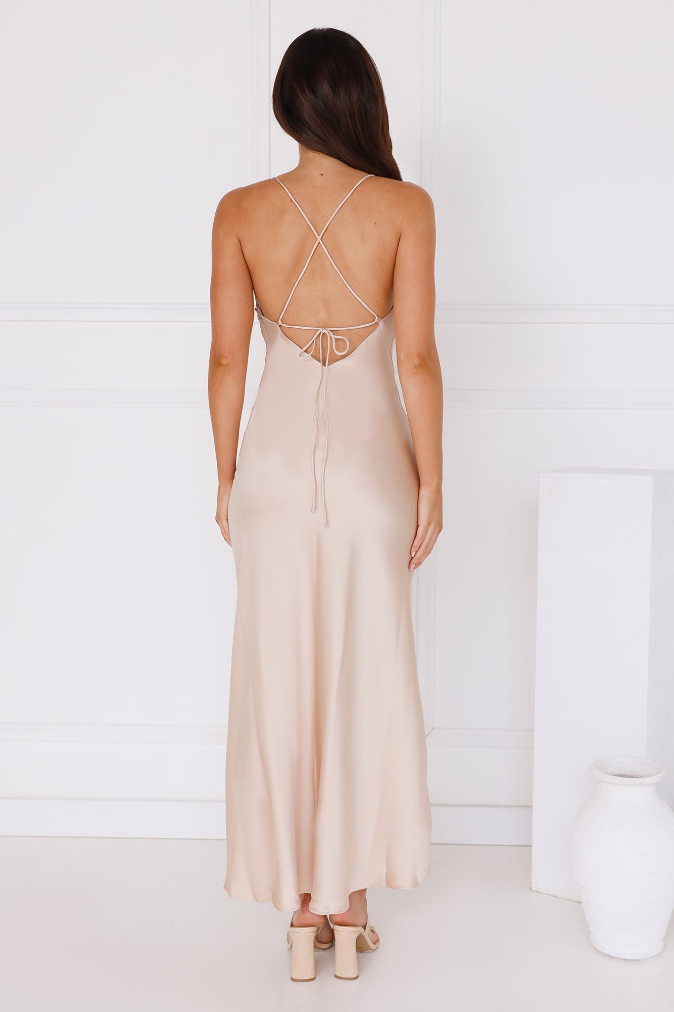 Moonbeam Sonata Satin Midi Dress Champagne