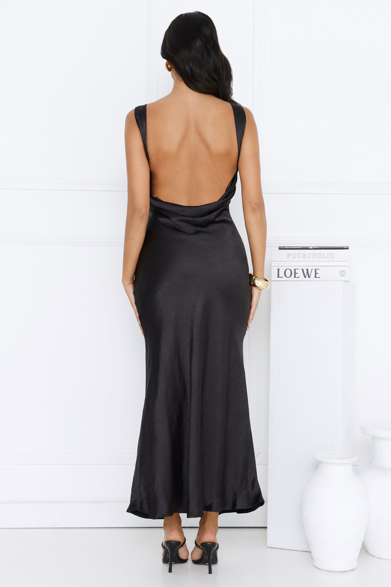 Classy Entrance Satin Slip Maxi Dress Black