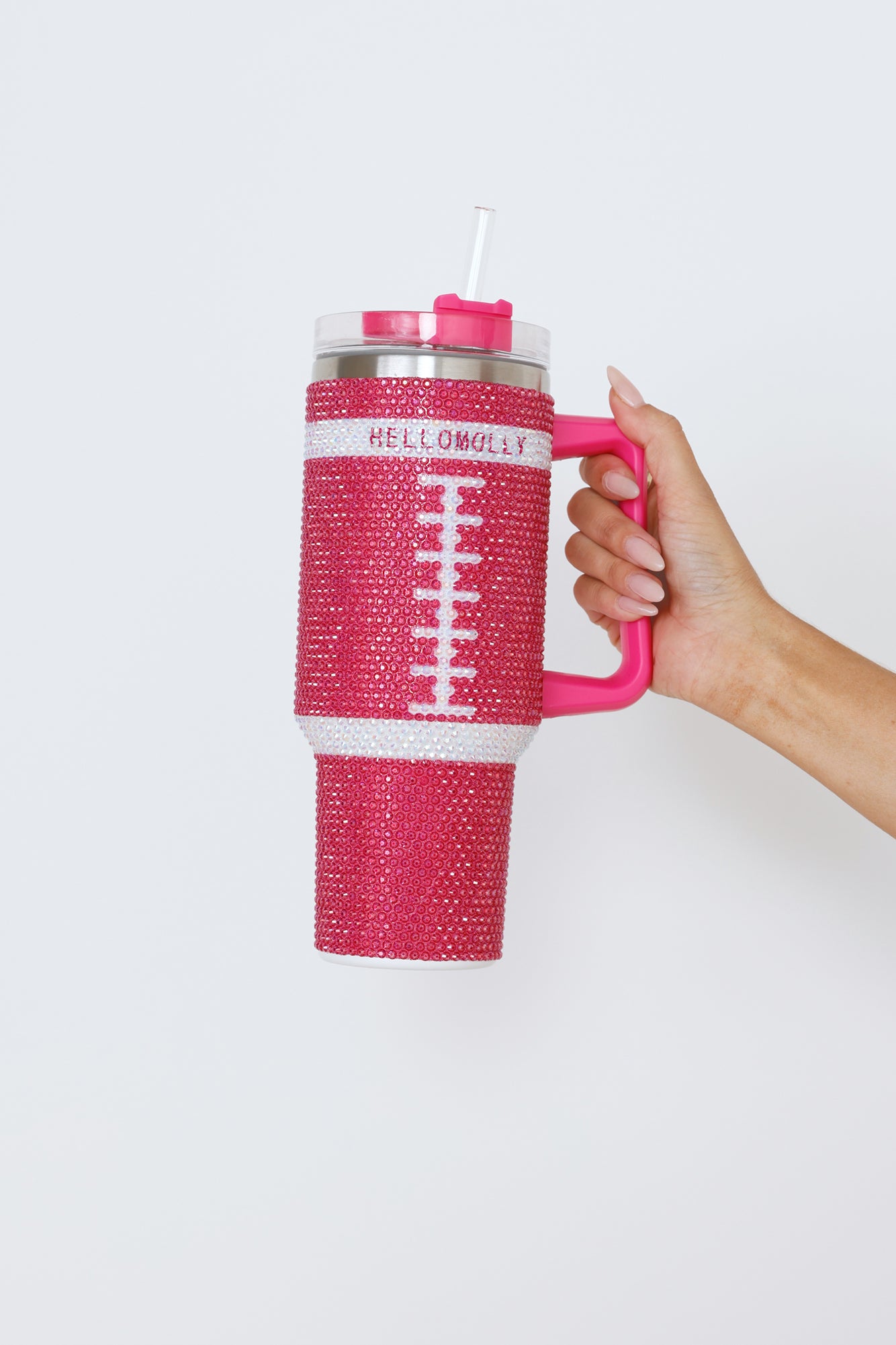 Football Tumbler Cup Pink Shimmer