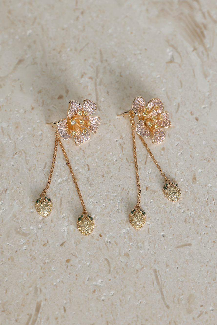 18k Gold Plated Floral Sparklers Earrings Gold