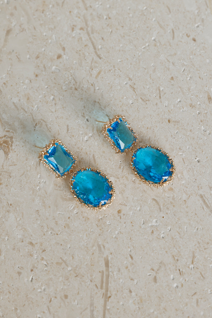 18k Gold Plated Deserve Sapphires Earrings Gold
