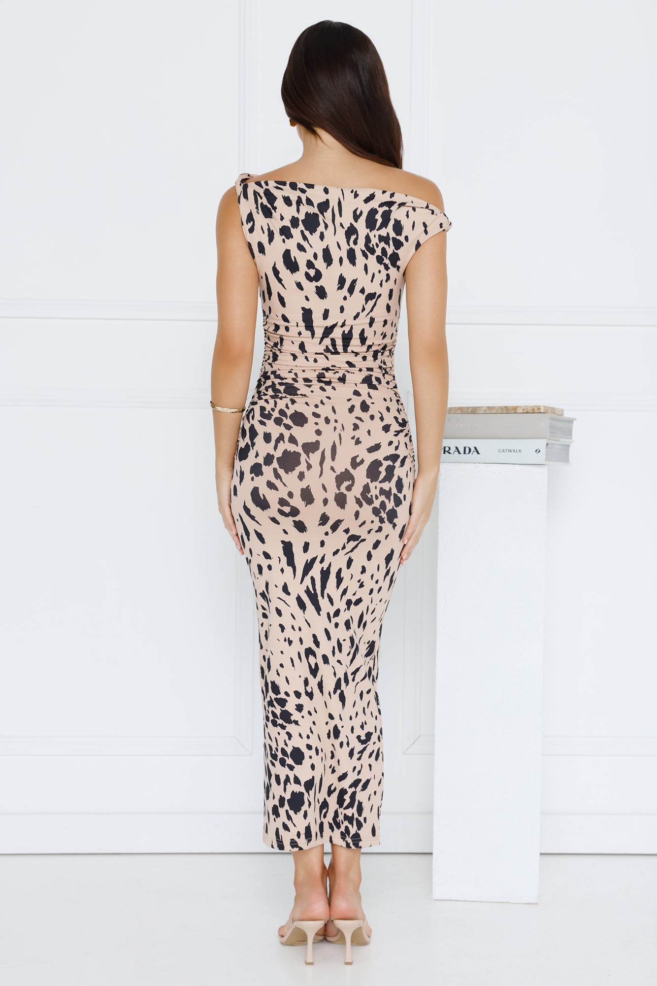 Exotic Essence Off Shoulder Midi Dress Print