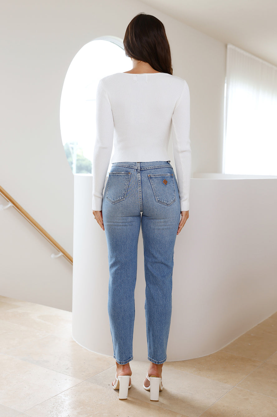 Cooler Turn Ribbed Top White