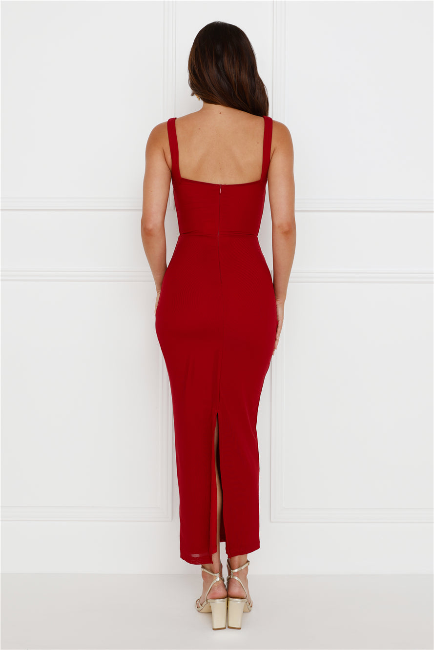 Simply Better Mesh Maxi Dress Wine