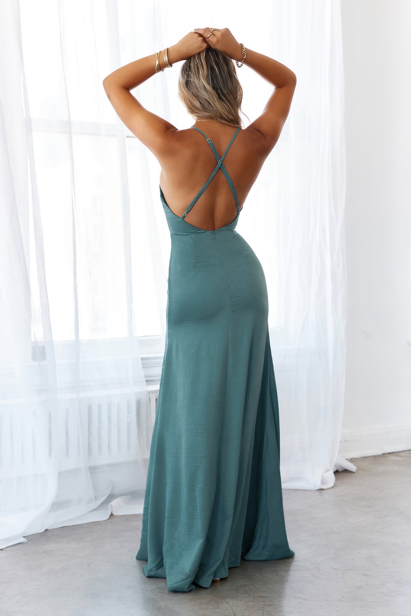 DEAR EMILIA Princess Aurora Maxi Dress Teal