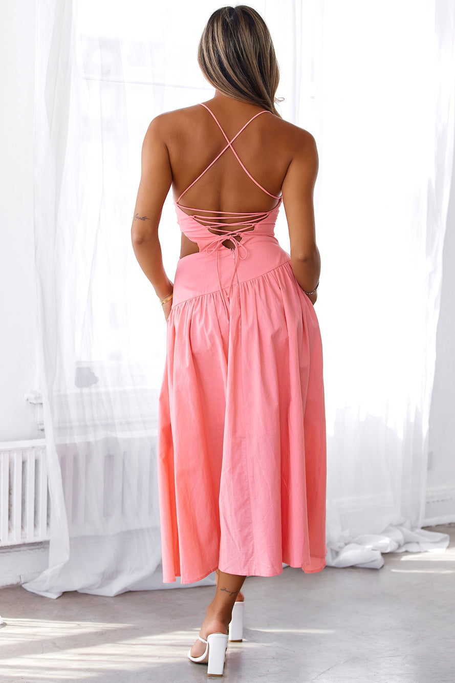 HELLO MOLLY Walks By The Sunrise Maxi Dress Coral
