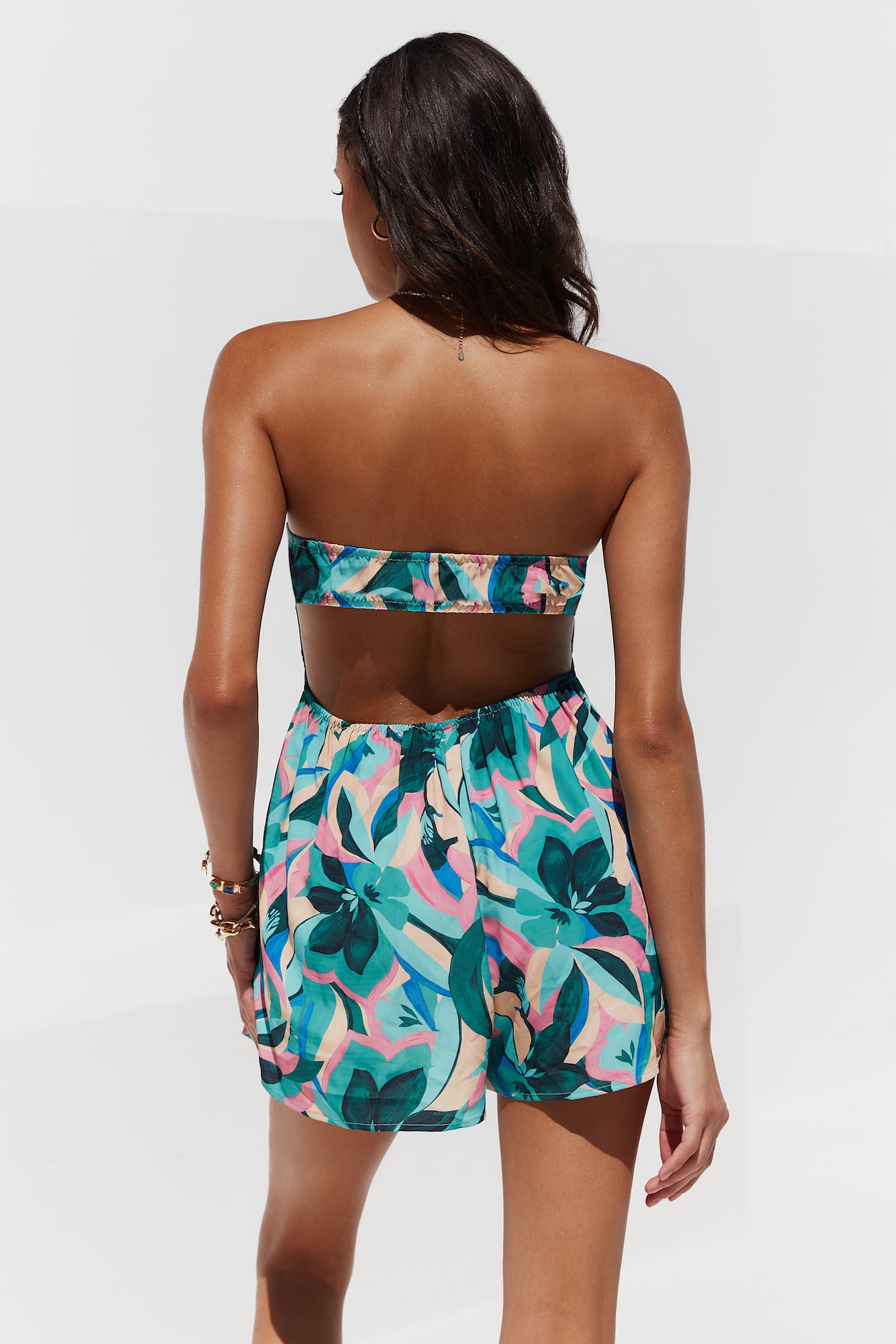 HELLO MOLLY Lei On The Beach Romper Blue
