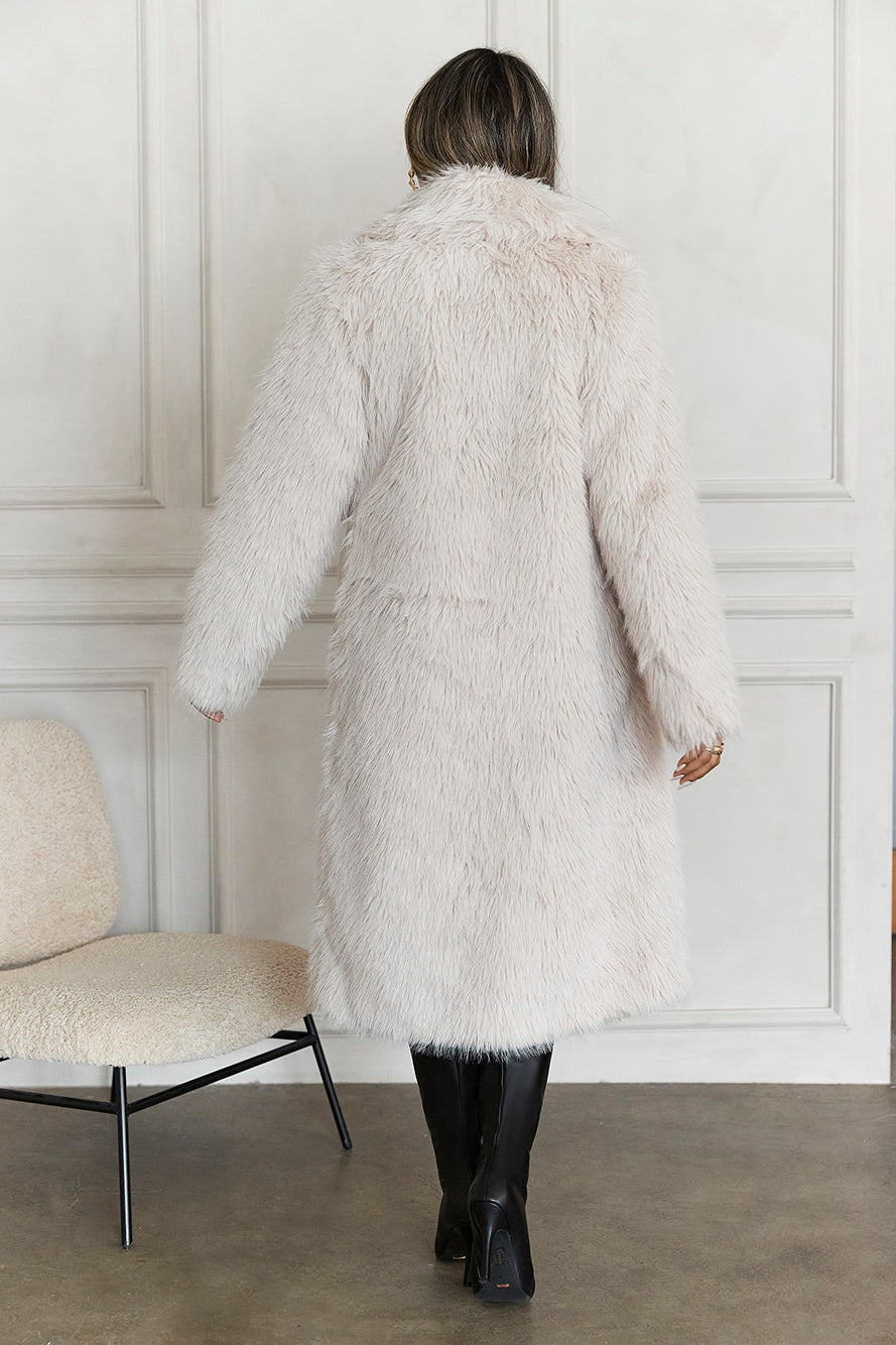 Frozen Castle Faux Fur Coat Beige