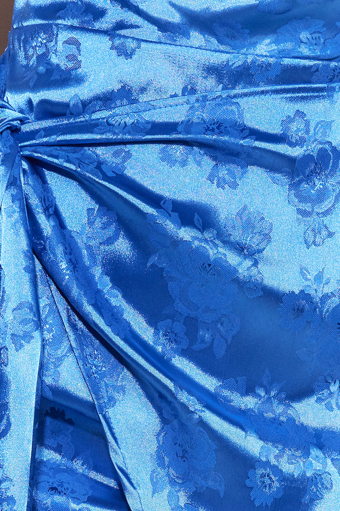 Sultry Times Satin Mini Dress Blue