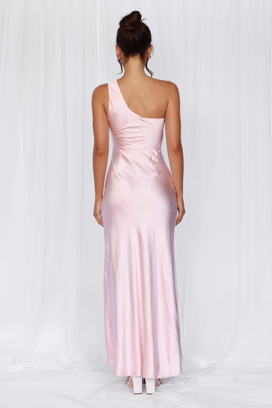 HELLO MOLLY The Aurora One Shoulder Satin Maxi Dress Pink