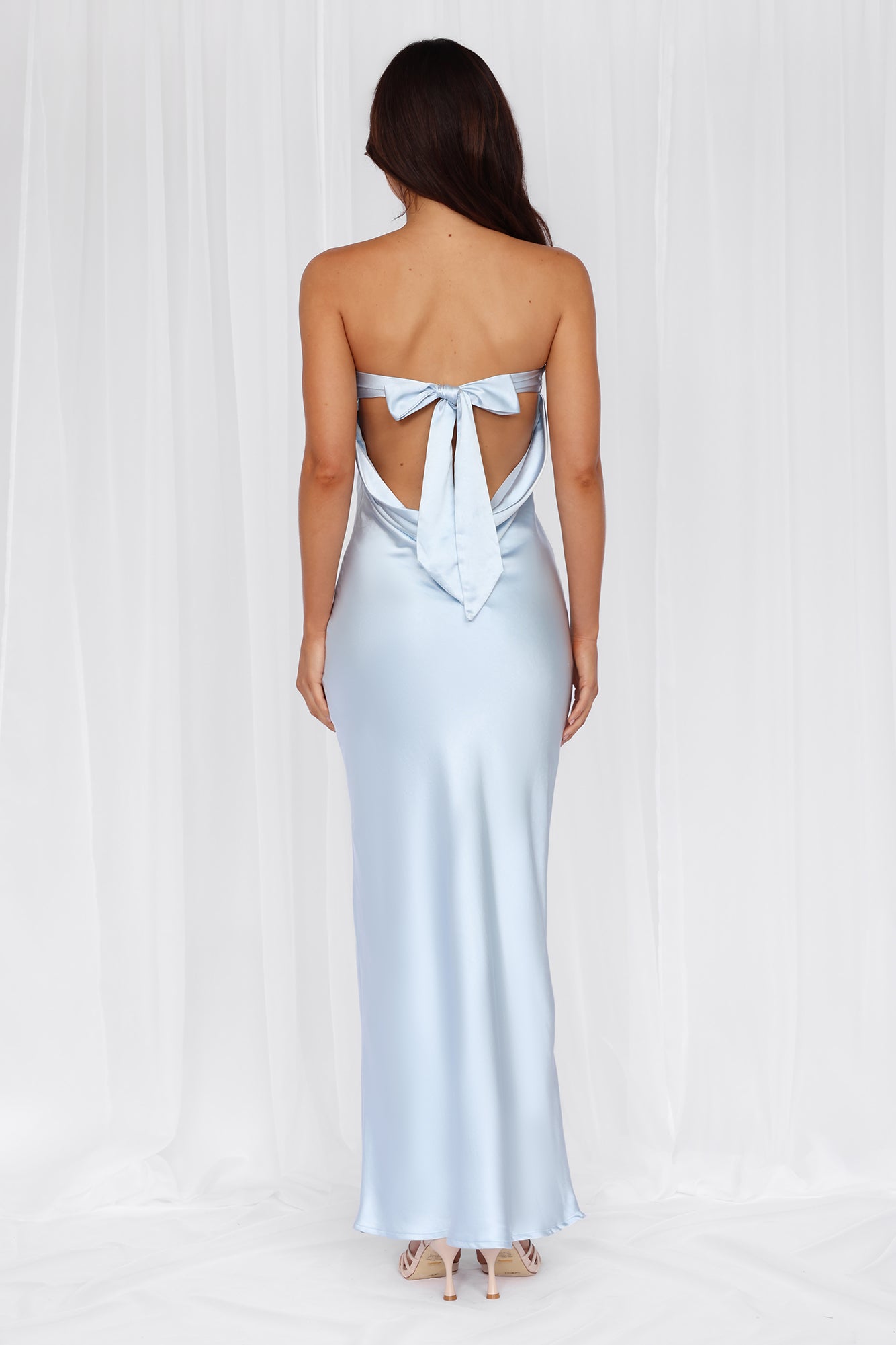 HELLO MOLLY The Felicity Strapless Satin Maxi Dress Blue