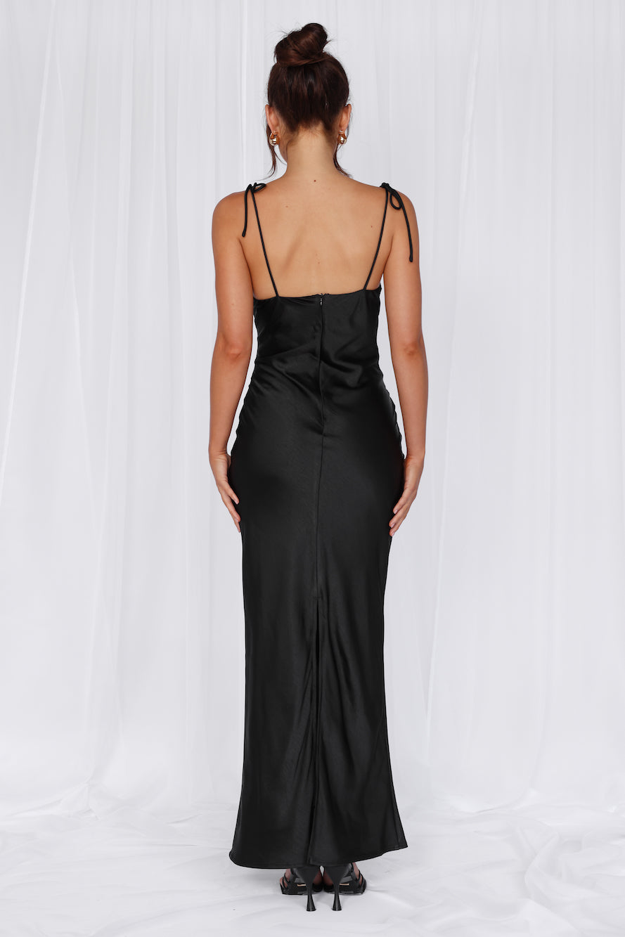HELLO MOLLY The Penelope Cowl Satin Maxi Dress Black