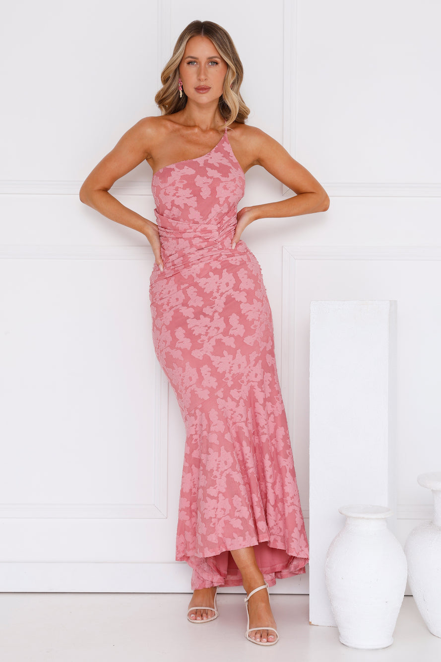 Someone Stylish One Shoulder Mesh Maxi Dress Plum