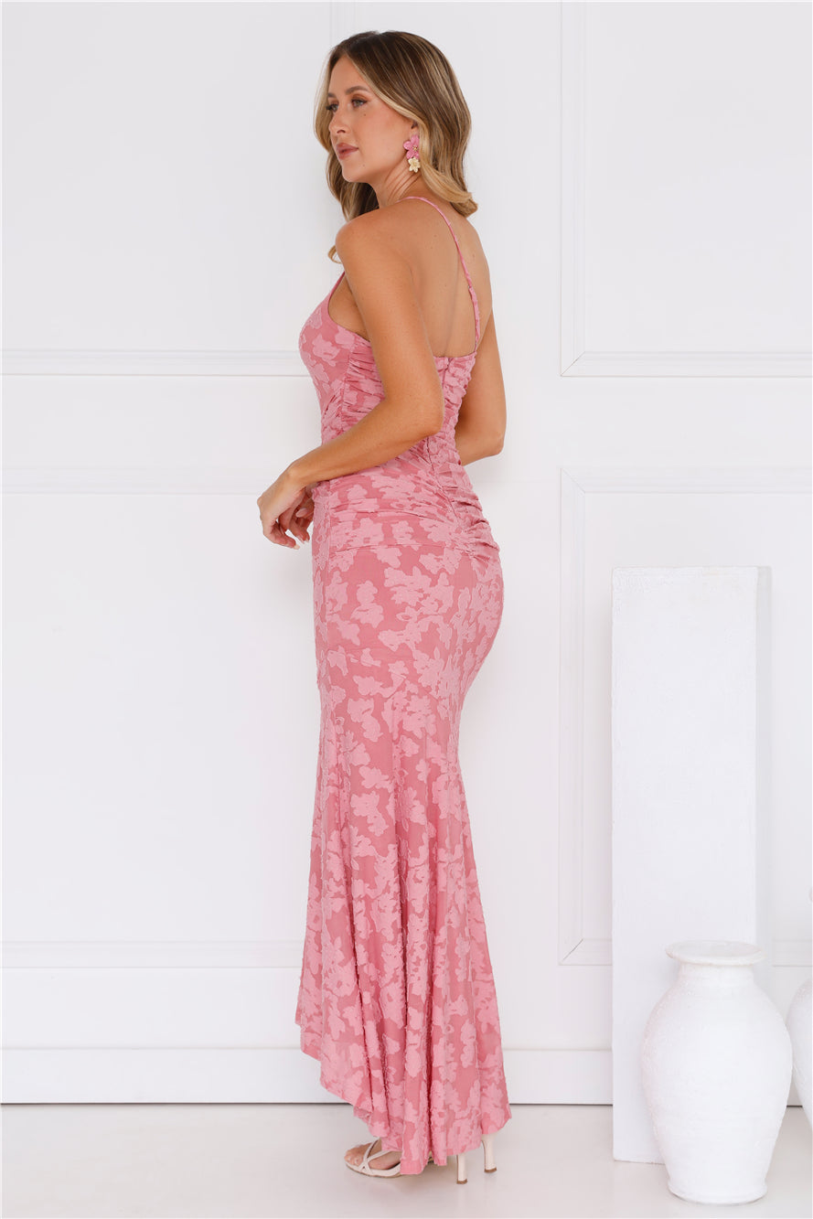 Someone Stylish One Shoulder Mesh Maxi Dress Plum