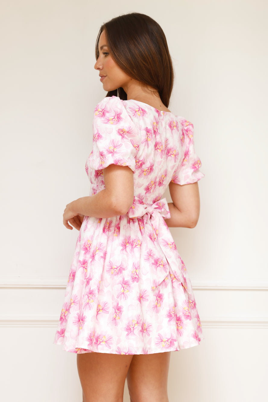 Bouquet Bliss Short Sleeve Mini Dress Pink