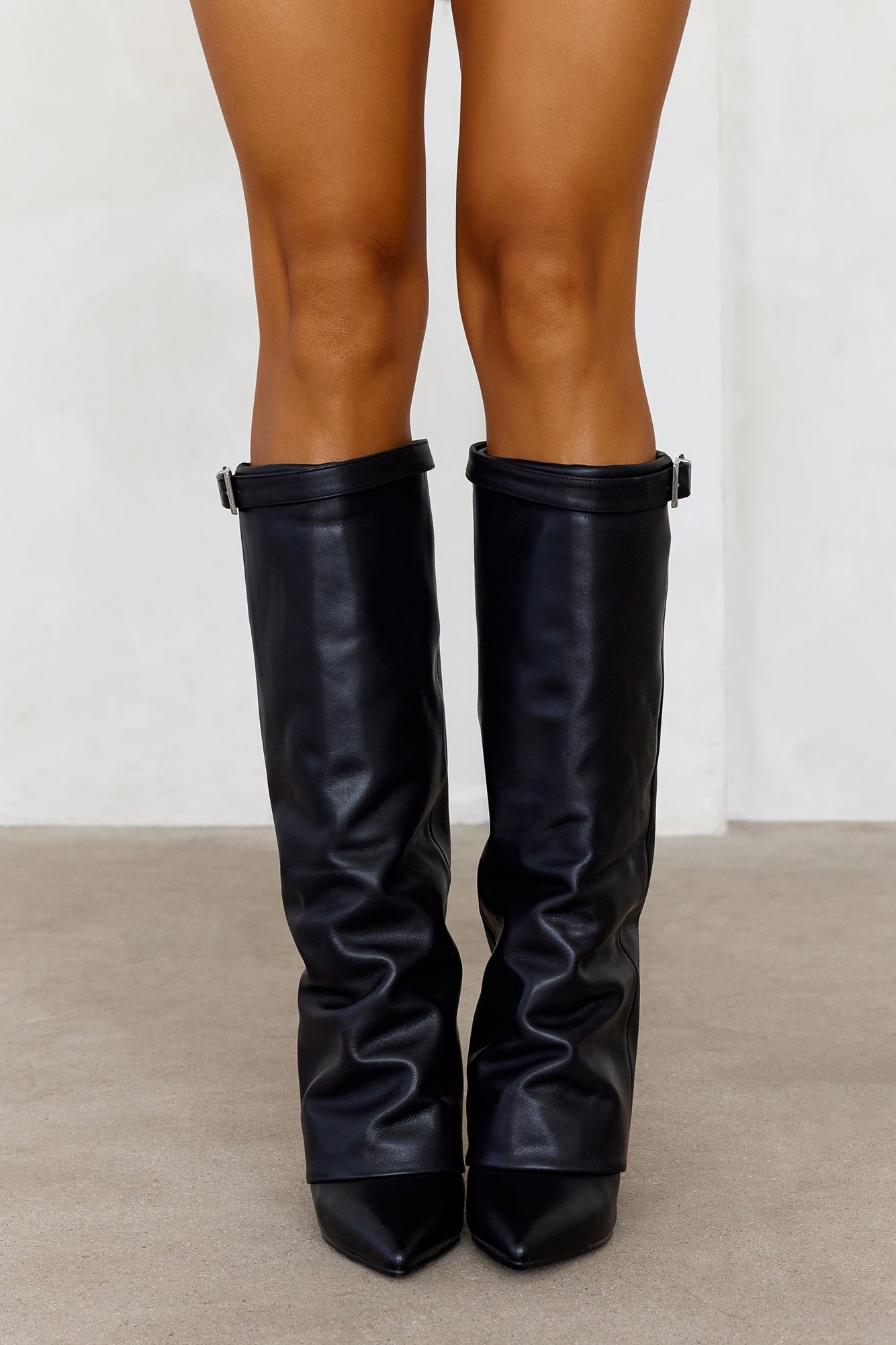 Coreene Leather Knee High Boots Black