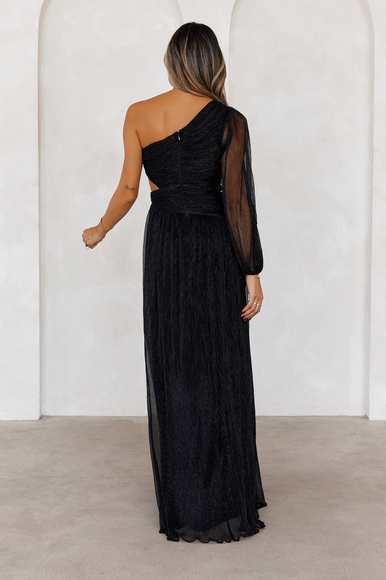 Style Society One Shoulder Maxi Dress Black