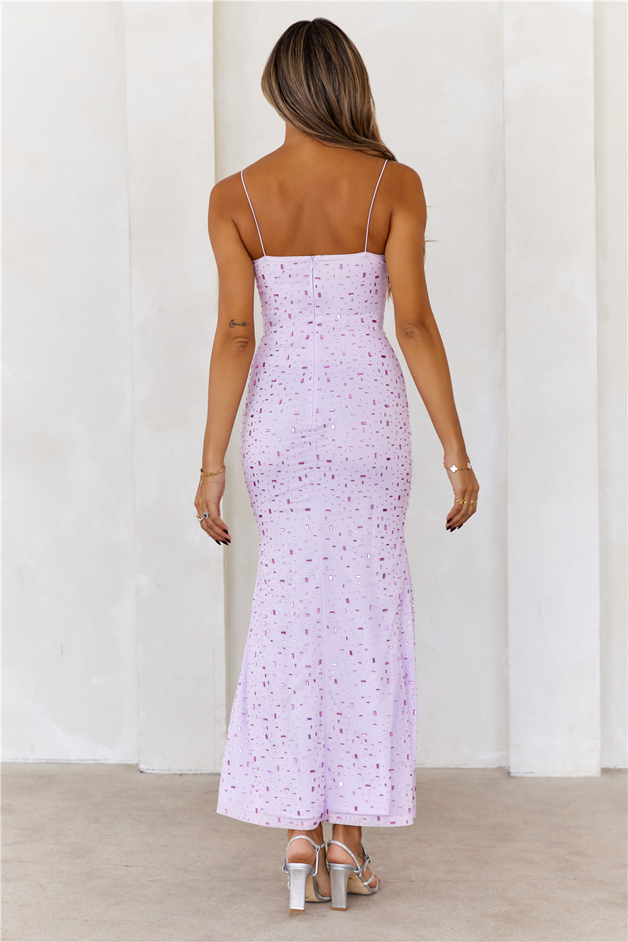 HELLO MOLLY Wishlisted Diamonds Mesh Maxi Dress Purple
