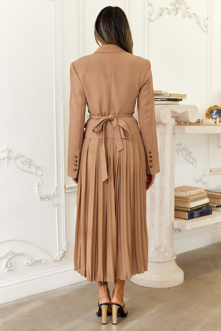 Sekani Mixed Media Dress Camel