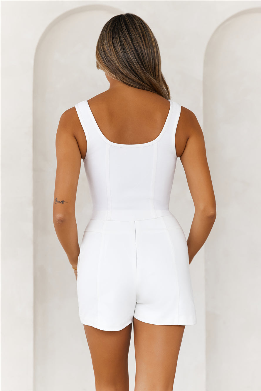 HELLO MOLLY Charm Of Mine Bandage Corset Crop Top White