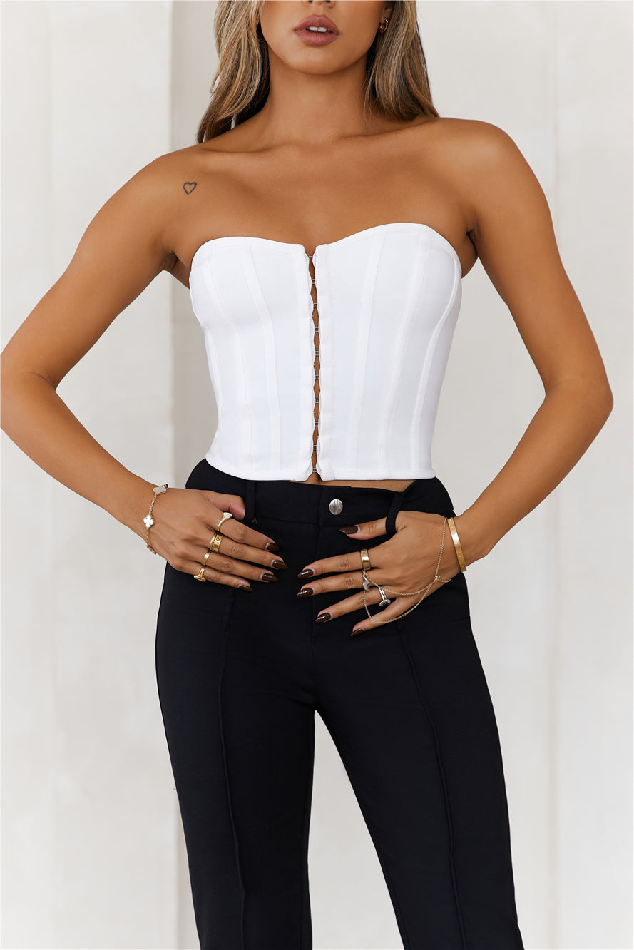 Exposure Bandage Strapless Corset Crop Top White