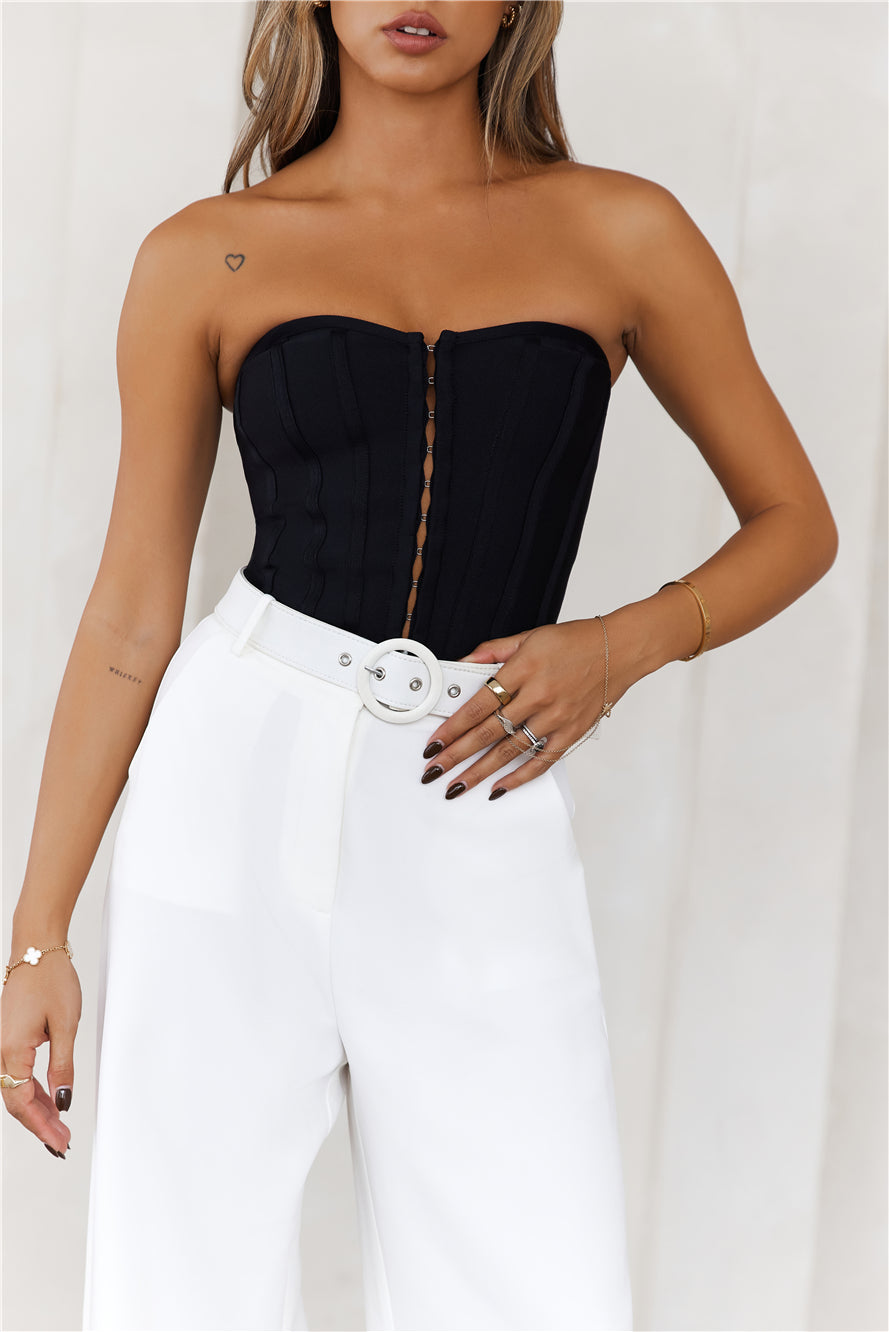 Exposure Bandage Strapless Corset Crop Top Black