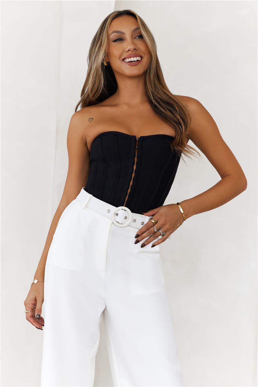 Exposure Bandage Strapless Corset Crop Top Black