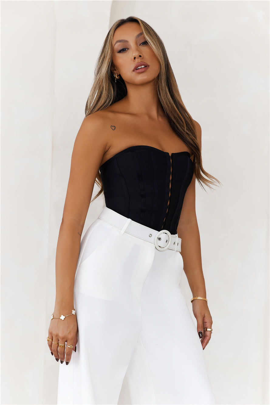 Exposure Bandage Strapless Corset Crop Top Black